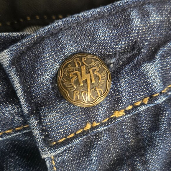 Rerock by Express 2000s Straight-Leg Distressed Jeans Size 4 Vintage Y2K Denim - Picture 3 of 16